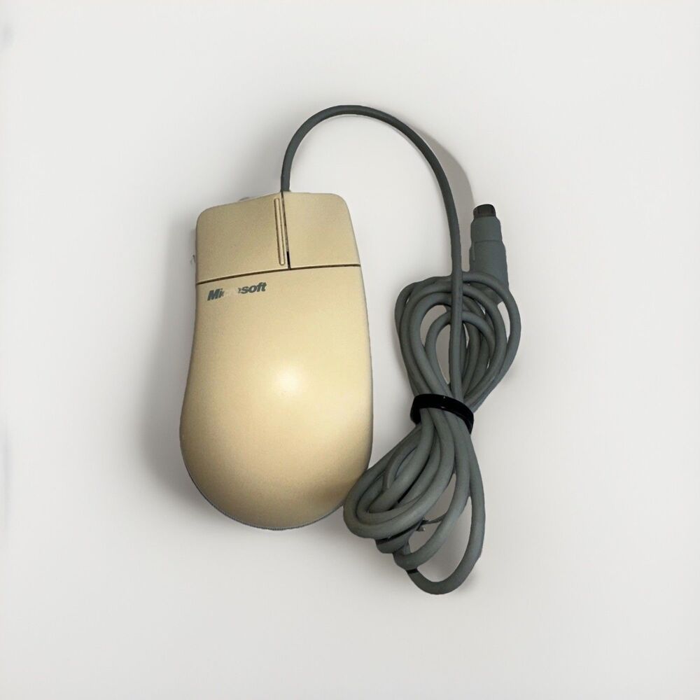 Vintage Microsoft Mouse Port Compatible Mouse 2.0 Serial DB9 Beige